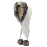 晴舫親子雙球帽加厚搖粒絨保暖帽子圍巾一體大毛領冬帽戶外帽批發